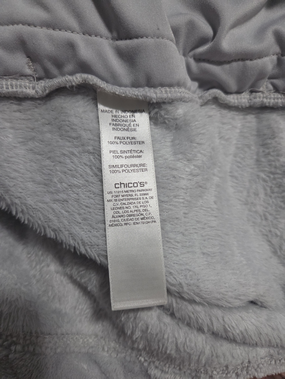 Weekends by Chico's Cozy Gray Embossed Floral Quarter Zip Fleece Tunic Sweatshir - Picture 8 of 10